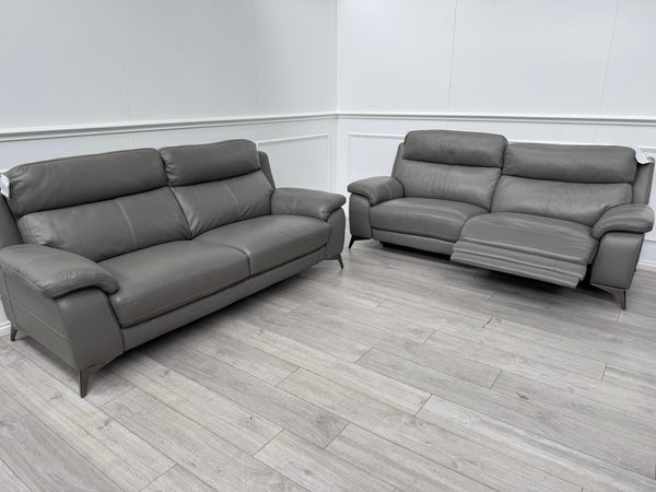Furniture Village Missouri Power Recliner 3 & Static 2 Seater Sofa Set Grey0