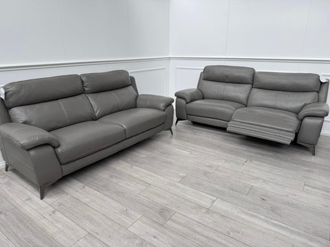 Furniture Village Missouri Power Recliner 3 & Static 2 Seater Sofa Set Grey0