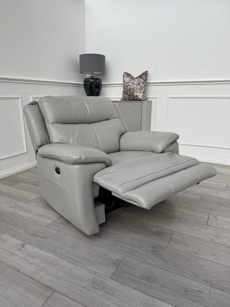 Furniture Village Touch Grey Leather Power Recliner Armchair12