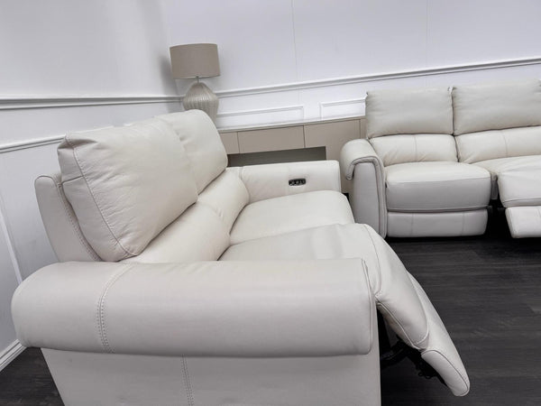 Furniture Village Nixon 2 & 2 Seater Sofa Set Power Recliner Frost Leather21