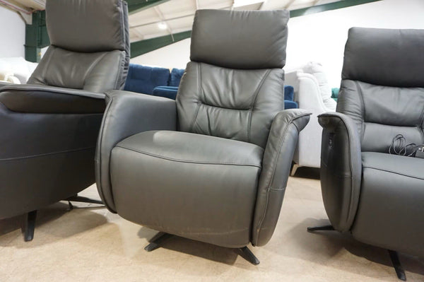 Furniture Village Le Mans Black leather Power Recliner swivel armchair0