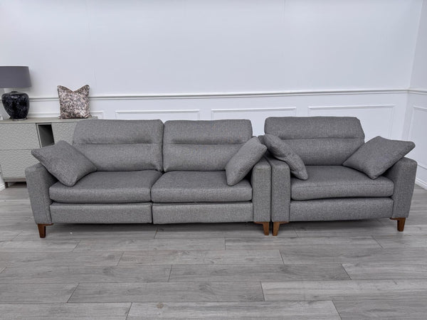 Furniture Village UNIQA Grey Fabric 3 Seater Power Recliner & Loveseat Sofa Set1