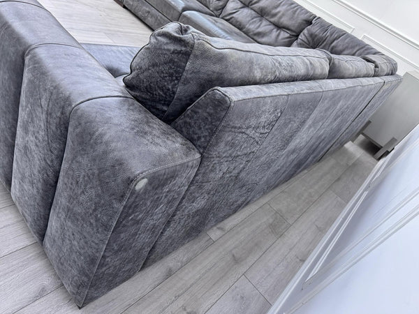 Sofology Maximo Large Corner Sofa Dark Grey Aniline Leather 3/CNR/314