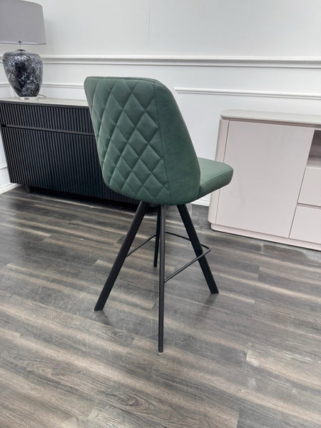 Furniture Village Mars/Jupiter green leather swivel dining barstool (Pre-sale)1