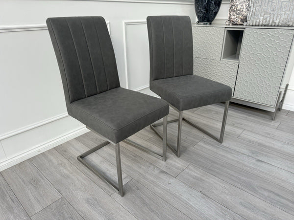 Furniture Village Grigio Pair of Grey Suede Dining Chairs10