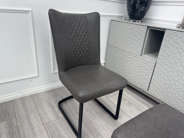 Furniture Village Loki Premium Faux Leather Pair Of 2 Dining Chairs Grey10