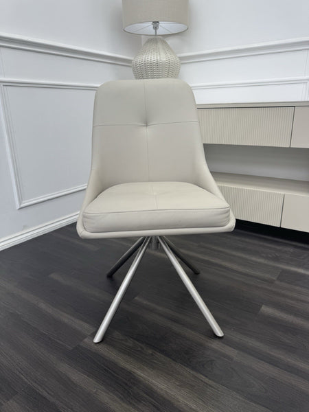 Furniture Village Avorio Leather Swivel Dining Chair (Pre-sale, Read Desc)2