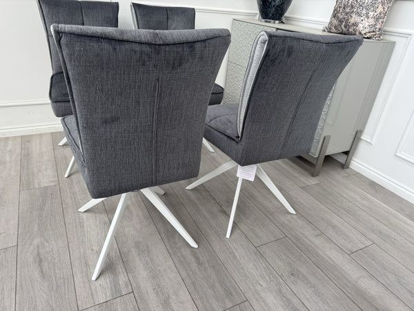 Furniture Village Glacier Set Of 4 Swivel Dining Chairs Dark Grey Fabric3