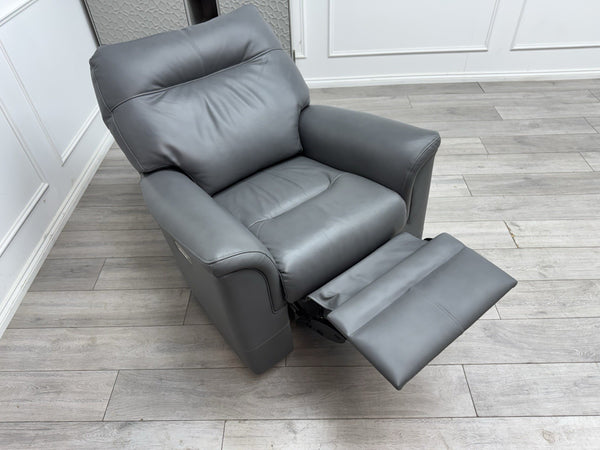 Parker Knoll Hudson 23 Grey Leather Armchair Power Recliner & Headrest & Lumbar5