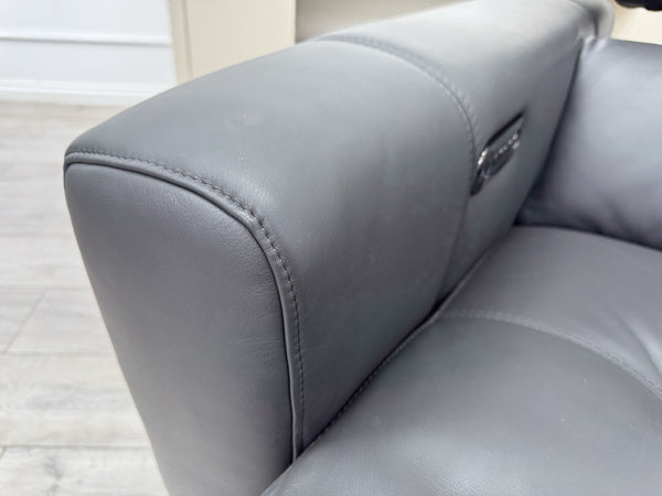 Furniture Village New York Power Recliner Armchair Grey Leather Power Headrest4