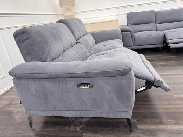 Furniture Village 3+2 Seater Sofa Set Power Recliner Dark Grey Suede18