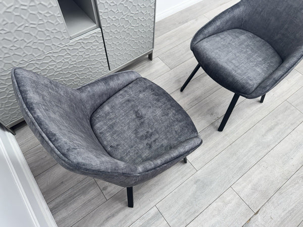 Furniture Village Veja Grey Velvet Pair Of 2 Dining Chairs6
