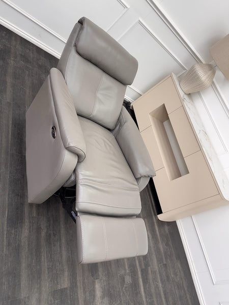 Furniture Village Rowen Grey Leather Armchair Power Recliner+Swivel+Rocking9