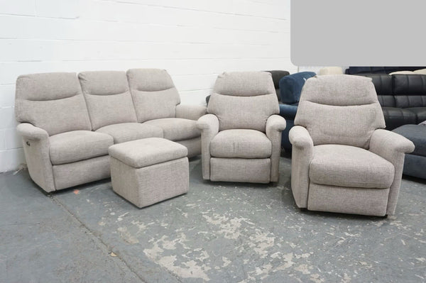 FV Lille mink fabric Power Recliner 3 seater + 2x Armchairs (1 Static) Sofa Set0