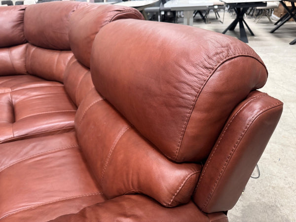 Furniture Village Link Brown Leather Power Recliner Corner Sofa Symmetrical3