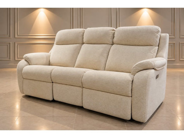G Plan Kingsbury boucle oyster fabric electric reclining 3 seater sofa0