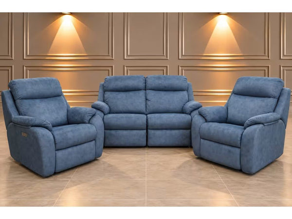 G Plan Kingsbury stingray indigo power recliner 2 seater + 2x armchair sofa set0