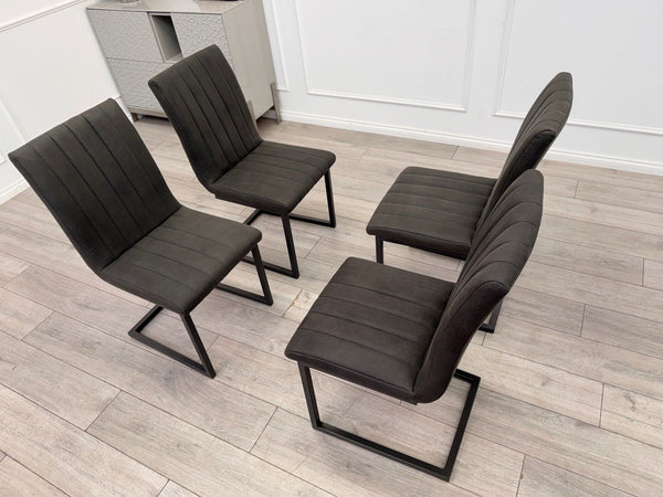 Furniture Village Grigio Set of 4 Grey Charcoal Faux Suede Dining Chairs10