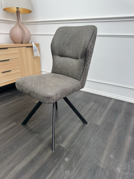 FV Loki Steel Grey Fabric Swivel Dining Chair With Handle (Choose Quantity)0
