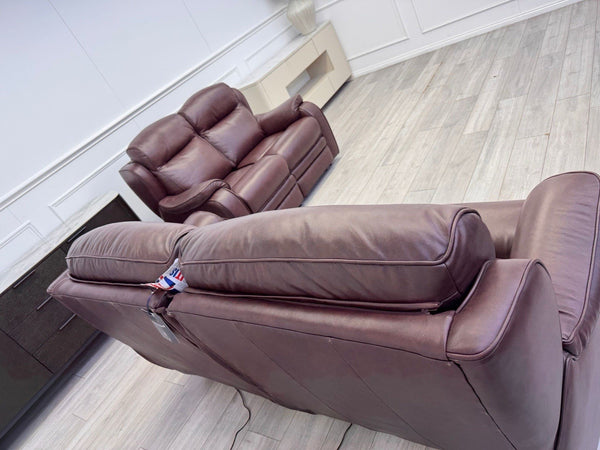 Parker Knoll Boston Burgundy Leather Power Recliner 3+2 Seater Sofa RRP £409915