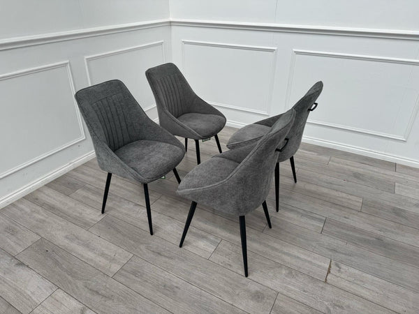 Furniture Village Crete Set Of 4 Swivel Dining Chairs Grey Fabric0