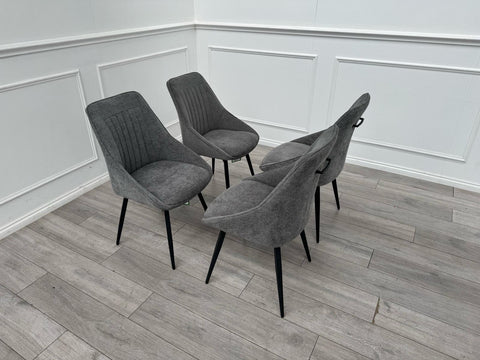 Furniture Village Crete Set Of 4 Swivel Dining Chairs Grey Fabric0