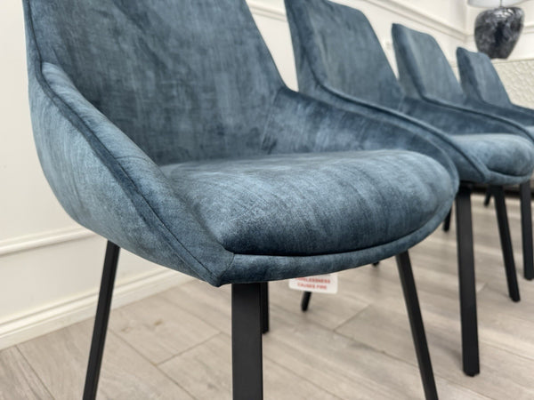 Furniture Village Veja Navy Blue Velvet Set Of 8 Swivel Dining Chairs (Delivery)12