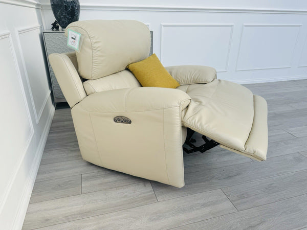 FV Link Beige Genuine Leather Pwr Recliner Armchair + Headrest + Rocking5
