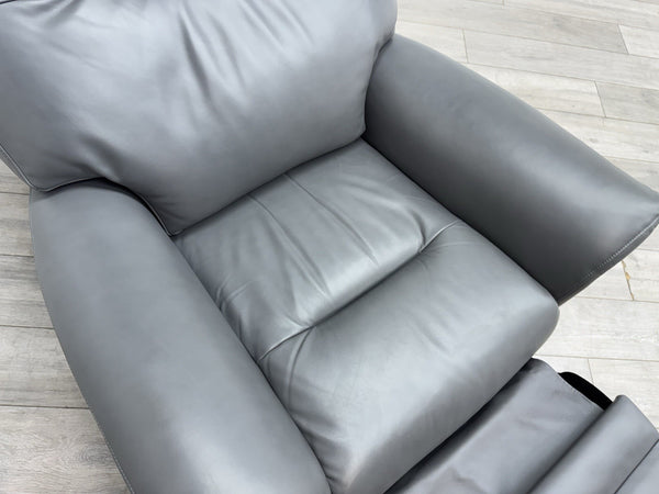 Parker Knoll Hudson 23 Grey Leather Armchair Power Recliner & Headrest & Lumbar7