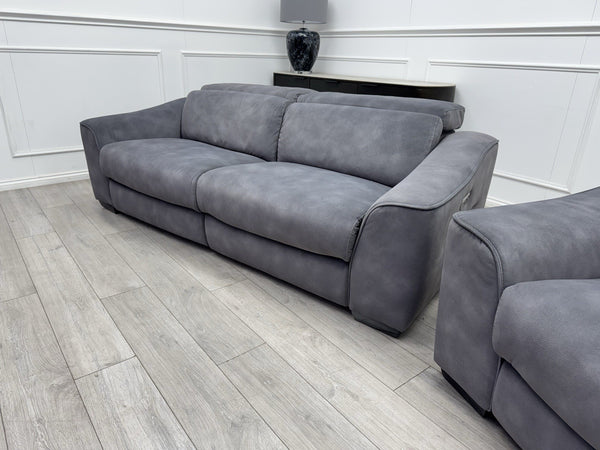 FV Xavier Grey Velvet 3+2 Seater Sofa Set Power Recliners & Headrests8