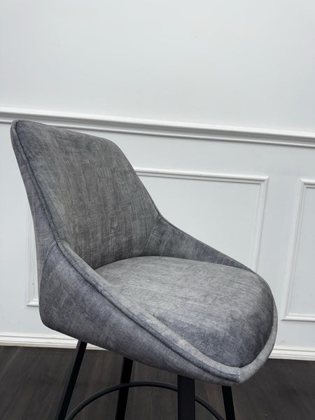 Furniture Village Veja Grey Velvet Swivel Dining Barstool (Pre-sale)1