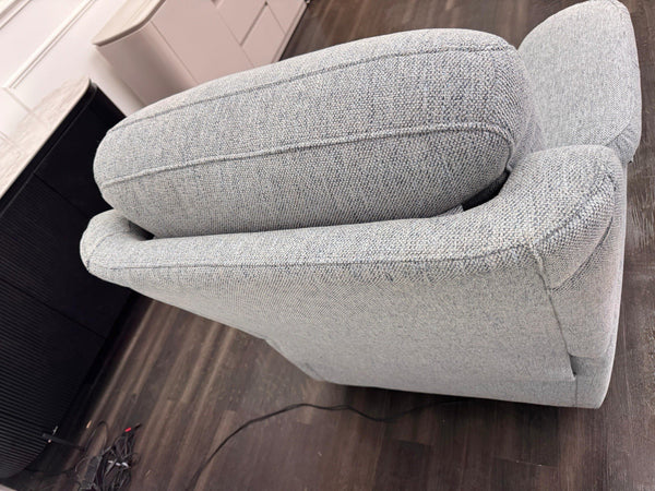 G Plan Kingsbury Power Recliner Armchair Woven Light Blue/ Grey RRP £242518