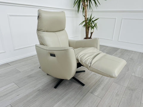 New Gillies Trent TVCH TV Reclining Chair, Feather Grey Genuine Leather RRP£19990