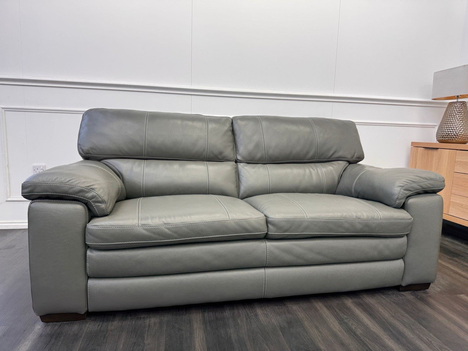 Furniture Village Cozee 2.5 Seater Sofa in Grey Pure Leather0