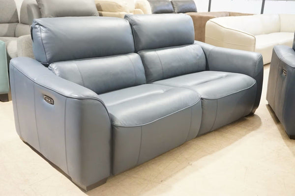 FV Ocean blue leather electric reclining 3 seater sofa + Armchair Sofa Set2
