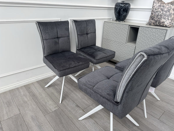 Furniture Village Glacier Set Of 4 Swivel Dining Chairs Dark Grey Fabric11