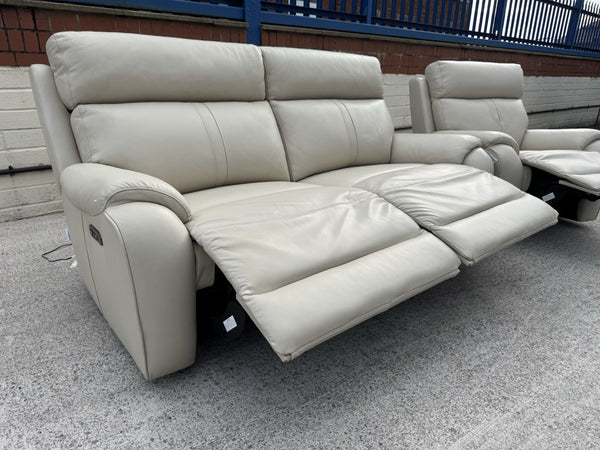 LA-Z-BOY WINCHESTER LEATHER POWER RECLINER 3 SEATER SOFA & ARMCHAIR SET - Cream3
