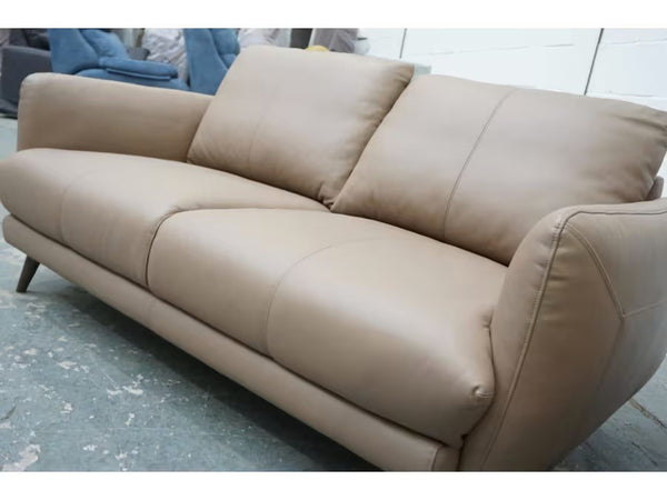 Sofology Adler trusty matt mushroom leather pair of 2 seater sofas set2