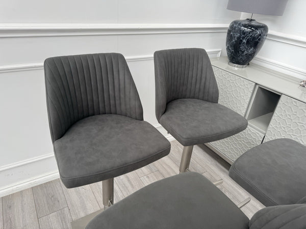 Furniture Village Grigio Set Of 4 Grey Suede Swivel Barstools Chairs10