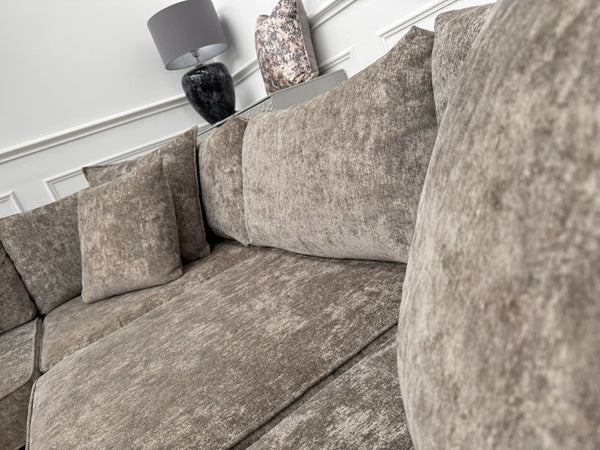 Sofology Midas Grey Fabric Corner Sofa Full Back With Scatter Cushions10