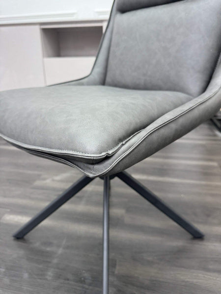 FV Catalina Dark Grey Faux Leather Swivel Dining Chair (Choose Quantity)4