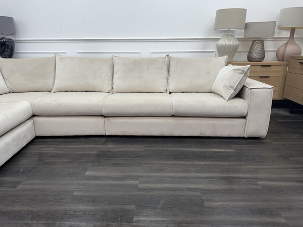 DFS Large Cream Velvet Corner Sofa Left Hand Facing (Fast Delivery)17
