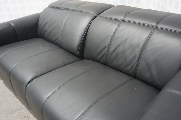 Furniture Village 3 Seater Sofa Power Recliners & Headrests Black Leather2