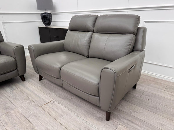 Furniture Village Zen Grey Leather Static 3 Seater  + Recliner 2 Seater Sofa Set16