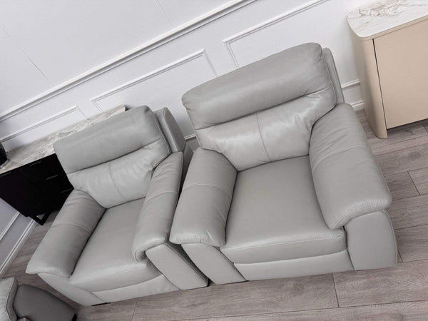 Furniture Village Grey Genuine Leather Sofa 3 Seater Sofa + 2x Armchairs Set8
