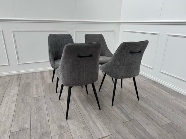Furniture Village Crete Set Of 4 Swivel Dining Chairs Grey Fabric13