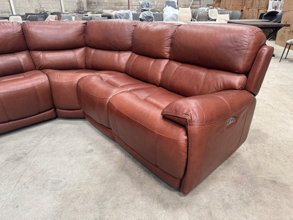 Furniture Village Link Brown Leather Power Recliner Corner Sofa Symmetrical10