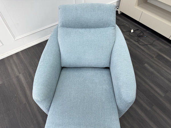 Furniture Village Petit Blue Herringbone Fabric Armchair Power Recliner7