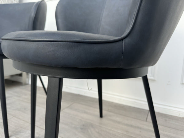 Furniture Village Hela Pair of 2 Navy Faux Leather Dining Chairs4