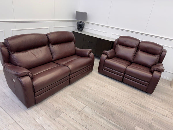 Parker Knoll Boston Burgundy Leather Power Recliner 3+2 Seater Sofa RRP £409914